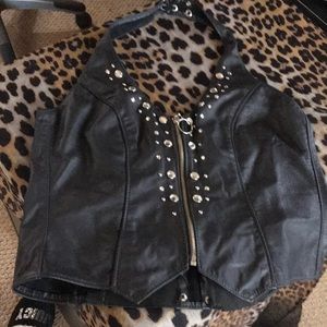 Black leather halter